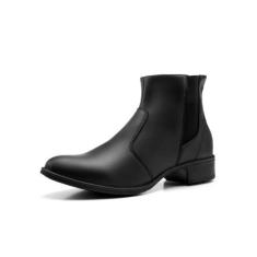Bota cano curto coturno feminino botinha casual de salto bico fino con