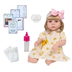 Boneca Reborn Bebe Loira 46cm 100% Silicone Envio Imediato - Cegonha R