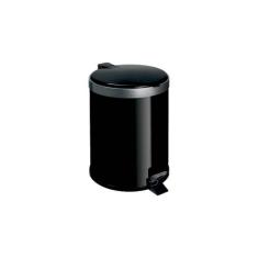 Lixeira com Pedal Preta com Aro Prata/Preto - 12 Litros - Generica