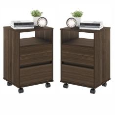 Conjunto Mesa de Cabeceira com Rodízios Nadi Marrom