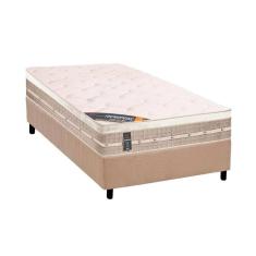 Cama Box Solteiro: Colchão Molas Bonnel Castor Tecnopedic Premium + Base Crc Suede Clean(88X188)