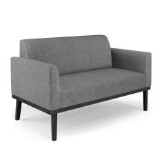 Sofá Namoradeira Base De Madeira Fixa Preto Marisa Linho Grafite A26 D03 - D'Rossi