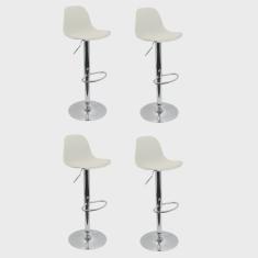 Conjunto 4 Banquetas Joly Eames Base Giratória Branco