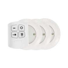 Kit 3 Luminárias Led Spot Sem Fio Com Controle Remoto