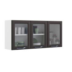 Armário Aéreo De Cozinha Grafite 3 Portas Com Vidro New Premium