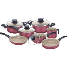 Conjunto De Panelas Tramontina Paris Antiaderente 7 Peças - Cereja