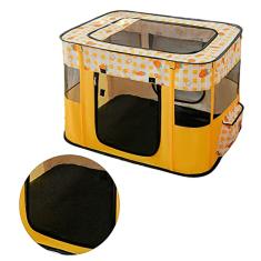 Casa Dobrável para Gatos, Clarabóia Removível Portátil para Gatinhos Sala de Parto Com Porta de Enrolar Cercadinho para Viagem (Amarelo)