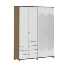 Guarda Roupa Casal Look 181cm com Espelho 4 Portas 100% MDF