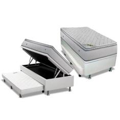 Cama Box Baú c/Auxiliar Solteiro: Colchão Molas Luckspuma MasterPocket