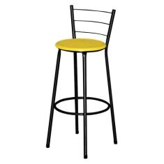 Banqueta Alta Para Cozinha Ratan Preta Cristal - Lamar Design, Amarelo