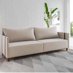 Sofá 3 Lugares 200cm Linho living Mult Viero, Bronze