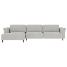 Sofá 345cm com Chaise Esquerda Franz Suede Cinza - Gran Belo