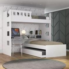 Treliche Solteiro com Escrivaninha Branco - Foscarini