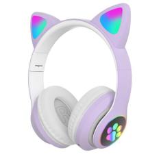 Fone De Ouvido Bluetooth Led Orelha Gato Headphone Roxo