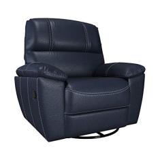 Poltrona do Papai Reclinável Giratória Armênia Glider Mecânico Couro Azul - Gran Belo
