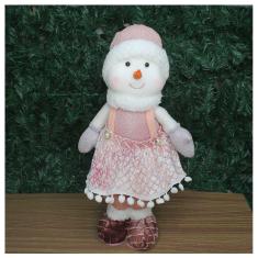 Decoração Natal Boneco De Neve Rosa Natalina 45cm