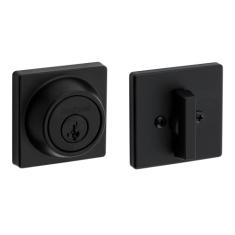Kwikset Fechadura de fechadura contemporânea 660, porta de entrada frontal quadrada quadrada preta fosca, segurança SmartKey Rekey resistente a palhetas, parafuso morto de cilindro único