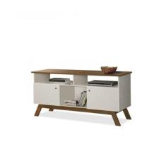 Rack para TV Amsterdã Off White com Madeira - Tebarrot Móveis