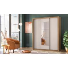 Guarda Roupa Casal 3 Portas Vero c/ Espelho 32270 Amêndola Touch / Off White Demóbile - LBMSHOP