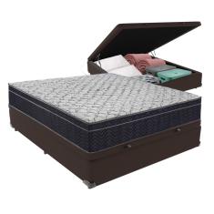 Conjunto Viúvo Cama Bege Box Baú Colchão Firme Ortobom D45