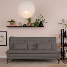 sofá-cama casal 3 lugares prince suede cinza