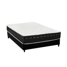 Cama Box Casal: Colchão Molas Bonnel Luckspuma Eagle Spring + Base CRC Suede Black(138x188)