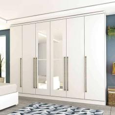 Guarda-roupa Casal Com Espelho Sevilla 6 Pt Branco