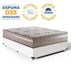 Cama Box + Colchão de Casal D33 Millenium One Face 138x188x54cm Branco
