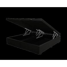 Cama Box Baú Casal 138 Bipartido Tecido Sintético Preto com Colchão Li