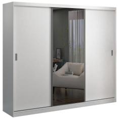 Guarda Roupa Casal 3 Portas de Correr 1 Espelho Winter F04 Branco - Mp