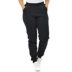 Calça Moletom Flanelado Jogger Básica Fenomenal, Preto, GG