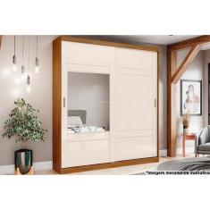 Guarda Roupa 2 Portas De Correr E 3 Gavetas C/ Espelho Verg Nature/off White - Henn