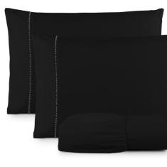 Lençol Casal 3 Peças Ponto Palito Micro Percal 400 Fios - MS Enxovais,