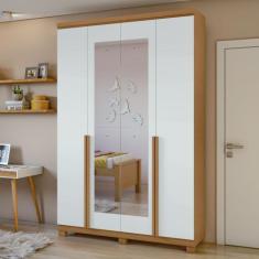 Guarda Roupa Solteiro com Espelho 4 Portas 2 Gavetas Alonzo100% MDF - 