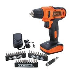 BLACK+DECKER Furadeira e Parafusadeira 3/8 Pol Bateria, com 13 Acessórios e Caixa Transparente, Modelo ‎LD12SP, Bivolt