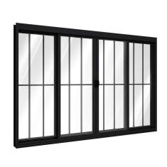 Janela De Alumínio De Correr Central 4 Folhas Com Grade 100x200cm Riobras Preto