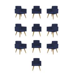 Kit 10 Cadeiras Poltronas Decorativa - Escritório - Recepção Cor:azul Marinho