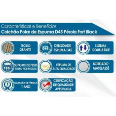 Cama Box Baú Solteiro: Colchão Espuma D45 Polar Pérola + Base Crc Suede Black(88x188)