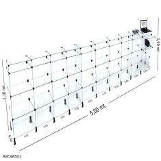 Balcão de Atendimento em Vidro Temperado - 5,00 x 1,40 x 0,30
