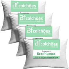 Kit 4 Travesseiro Antialérgico Percal 180 Fios Ecoplumas Fibra Silicon