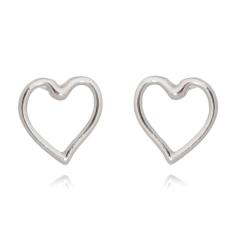 Brinco Coração Vazado Banhado A Rodio