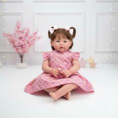 Bebê Reborn Menina Realista Cabelo fio a Fio - Mundo Azul e Rosa