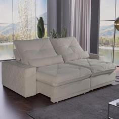Sofá 3 Lugares 2,30m Retrátil e Reclinável Átila Bom Pastor, Bege Velu
