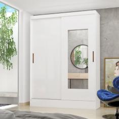 Guarda Roupa Portas de Correr Belem 2 Portas de Correr 2 Gavetas com Espelho Branco Carioca Móveis