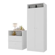 Guarda Roupa Infantil Brownie 2 Portas 2 Gavetas MDP Branco Multimóveis