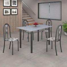 Conjunto de Mesa 120x75cm Tampo em Granito com 4 Cadeiras Iris A - Som