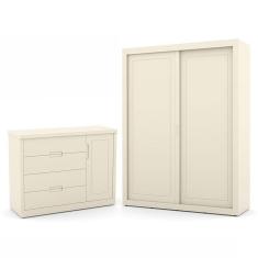 Jogo de Quarto Infantil com Guarda Roupa 2 Portas de Correr e Cômoda Tutto New - Matic Móveis   