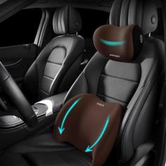 Sothuba Kit de almofada de suporte lombar para carro e travesseiro de pescoço de carro, encosto de cabeça ergonômico para assento de carro e almofada lombar com alça ajustável para alívio da dor no