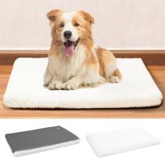 EMPSIGN Almofada para caixa de cachorro – Cama de canil reversível, lavável na máquina, cama de dormir de pelúcia branca macia para cães pequenos, médios e grandes, cama para animais de estimação para