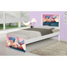 Cama Solteiro Adesivada Sereia Nas Pedras Com Colchão